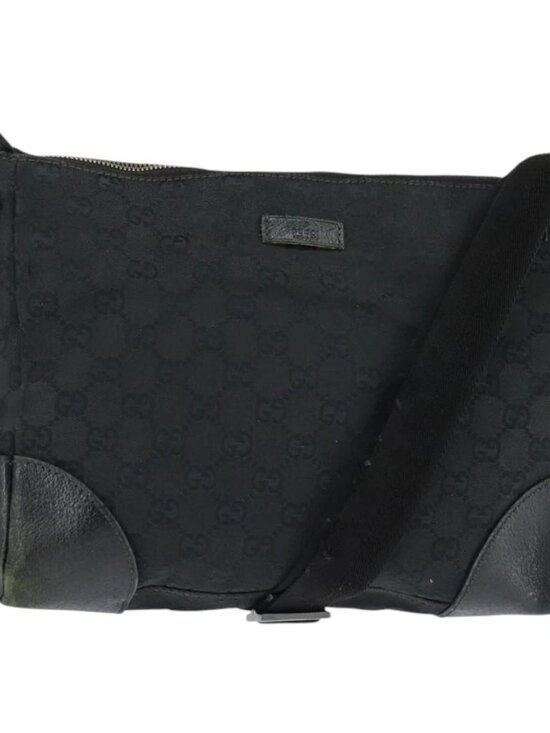 GUCCI GG Canvas Shoulder Bag Black Silver 114273 Auth 147943 - Picture 1 of 15